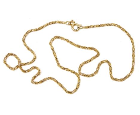 A 9ct gold rope twist neck chain, on a bolt ring clasp, 5.1g.