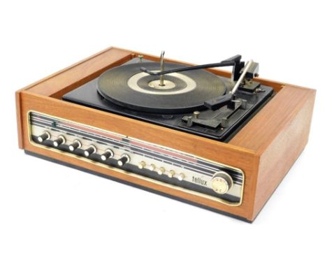 A Telux vintage radio record player, wooden cased.