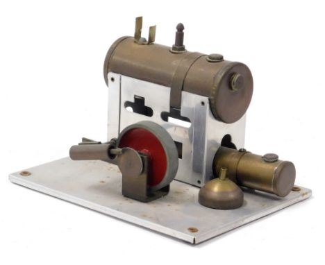 A mid century Sydney Bird &amp; Sons single cylinder stationary steam engine, 18cm wide. (AF)