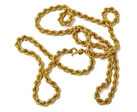 A 9ct gold rope twist neck chain, on a bolt ring clasp, 14.6g.