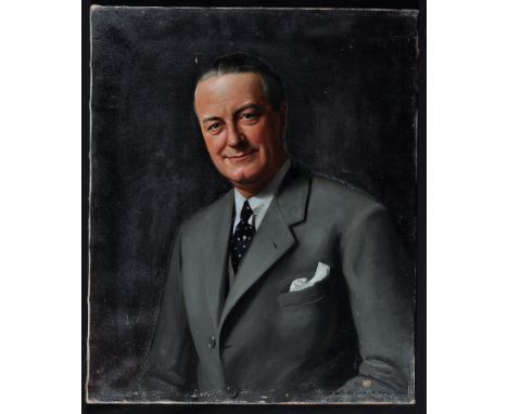 John Archibald Alexander Berrie - a portrait of a gentleman wearing a grey suit, signed, oil on canvas, 76 x 63cms; 30 x 25in