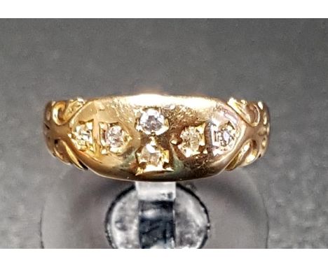 GYPSY STYLE DIAMOND CLUSTER RINGon eighteen carat gold shank, ring size L and approximately 2.4 grams 