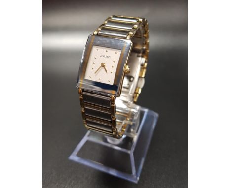 LADIES RADO DIASTAR WRISTWATCHthe rectangular silvered dial with button five minute markers, the backplate numbered 153.0383.
