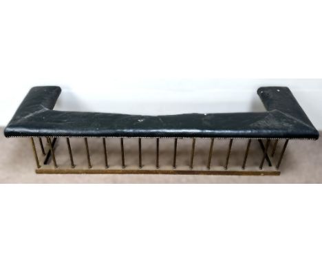 A club fender with leather horsehair padded rail, internal measurements, 50 x 164 x 38 cm.&nbsp;