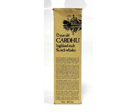 WHISKY: A 12 year old Cardhu Scotch Whisky, 40% 75 cl, numbered 81 - 75 - 13 to back of label, with box.&nbsp;