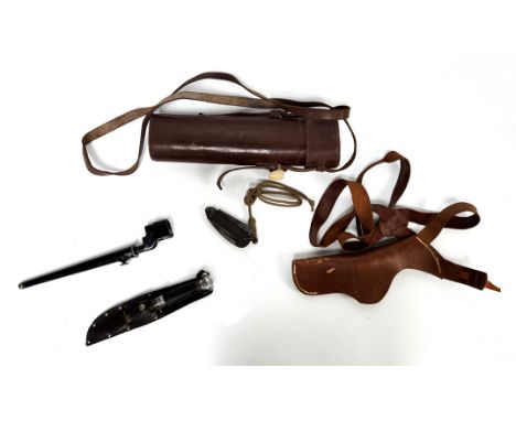 MILITARIA: Two William Rodger’s WWII period sheath knifes, in ‘kangaroo’ leather sheath; together with British No.4 MkII Spik