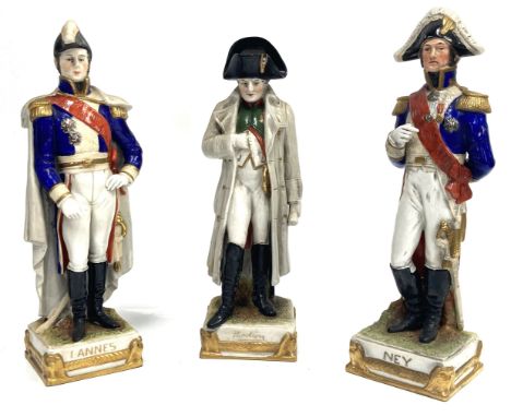 MILITARIA: A group of Napoleonic figures, to include; Napoleon, Ney and Lannes. All with military biographical information to