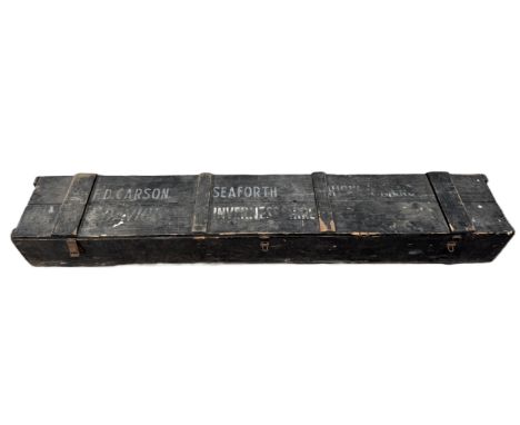 A vintage military ‘Seaforth Highlanders’ painted pine weapons chest, early 20th century, including an assortment of walking 