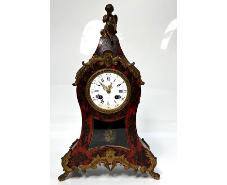 A Napoleon III French Mantel Clock, by Henry Marc, Paris, mid 19th century,   with a tortoiseshell and brass inlaid ‘Boulle’ 