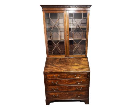 A Georgian style bureau bookcase, 198 x 97 x 51 cm.