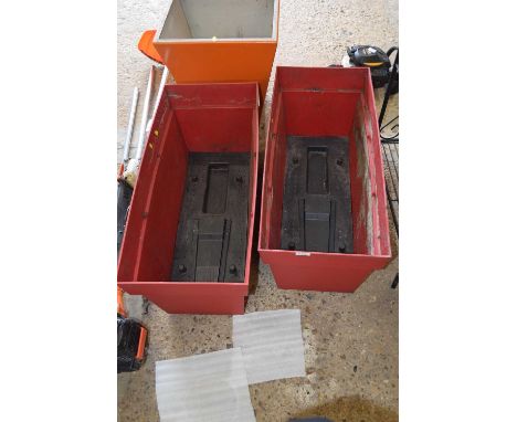 Two plastic garden troughs together with a fibreglass planter