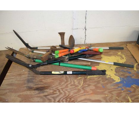 Mixed lot of garden hand tools to include shears, etc