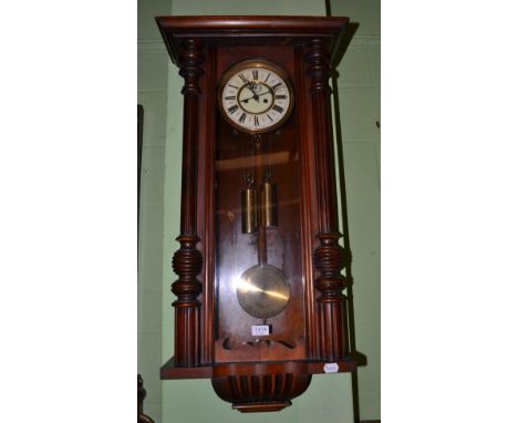 A Vienna type striking wall clock, double weight driven movement