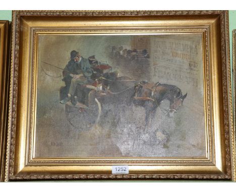 R D Beattie, Coachman at rest outside the Royal Alhambra, oil on canvas 