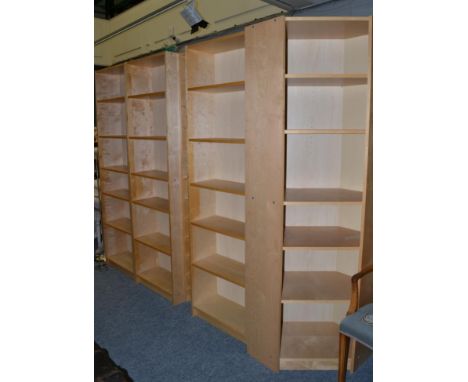 Four modern open shelf bookcases 