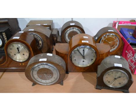 Eight Art Deco mantel clocks