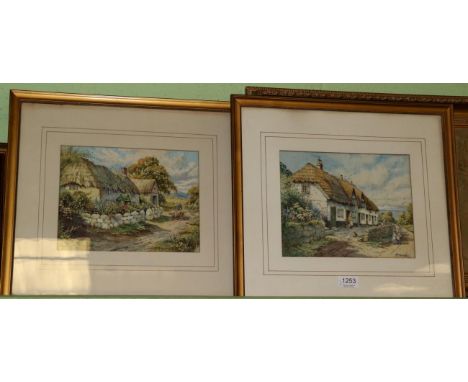 R. Macauley (late 19th/early 20th C.) Old Cheshire Cottages and A Welsh Farmstead, watercolour, both signed lower right and t