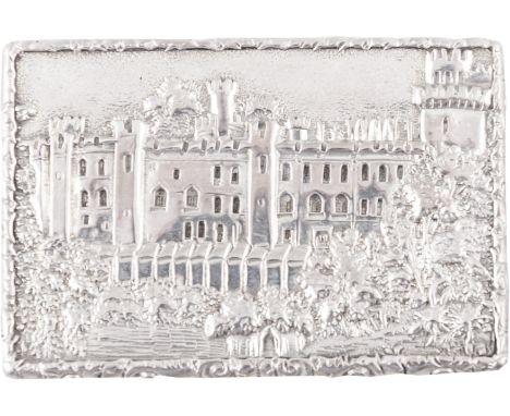 George IV castle top vinaigrette, Nathaniel Mills, Birmingham 1829, oblong shape, hinged lid designed with Warwick Castle fro