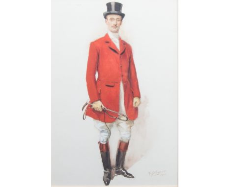 K. VayerPortrait of a Huntsman, full lengthsigned and dated 1911, watercolour51cm x 34cm.