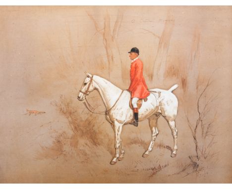 Basil NightingaleA Critical MomentEquestrian portrait of a Huntsmansigned, titled and dated 1910watercolour with body colour 
