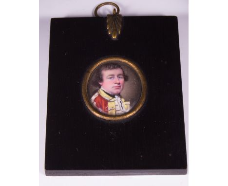 Henry SpicerPortrait of Dacre Hamilton of the 37th Regimentan enamel over miniature3.5cm x 2.5cmin a rectangular wooden frame