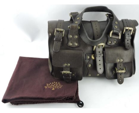 A Mulberry Roxanne dark brown leather ladies twin pouch handbag