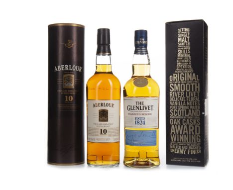 ABERLOUR 10 YEARS OLD Single Malt Scotch Whisky 70cl, 40% volume, in tube. GLENLIVET FOUNDERS RESERVE Single Malt Scotch Whis