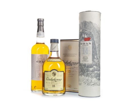 OBAN 14 YEARS OLD Single Malt Scotch Whisky 75cl, 43% volume, in tube. DALWHINNIE 15 YEARS OLD Single Malt Scotch Whisky 70cl