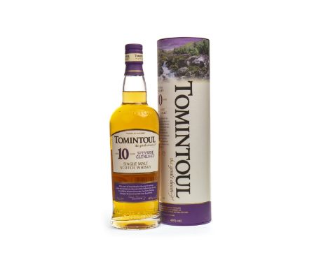TOMINTOUL AGED 10 YEARS Single Malt Scotch Whisky 70cl, 40% volume, in tube.