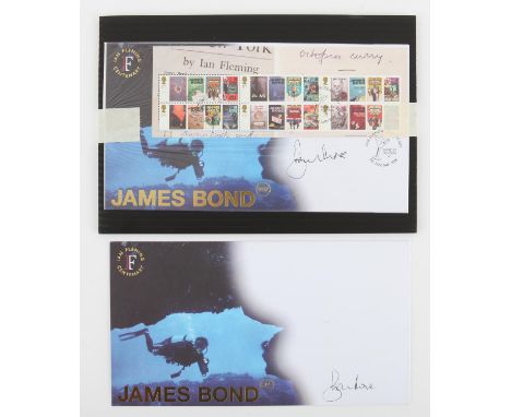 James Bond - Two Ian Fleming first day covers for the centenary, both signed by Roger Moore and one with the stamp set (2). 