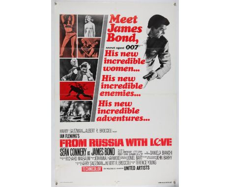 4 James Bond film posters including From Russia With Love (1963 rr) US 1 Sheet, A View to a Kill (1985) US 1 Sheet Internatio