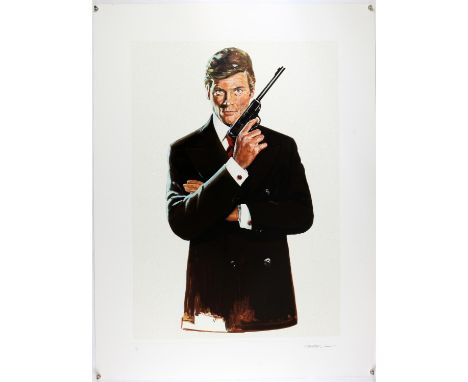James Bond - 'Roger Moore  007' A Silkscreen print with white diamond dust by Robert McGinnis (American, 1926), printed on 41