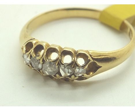 Antique 18ct gold five stone diamond ring size M ( old eight cuts )