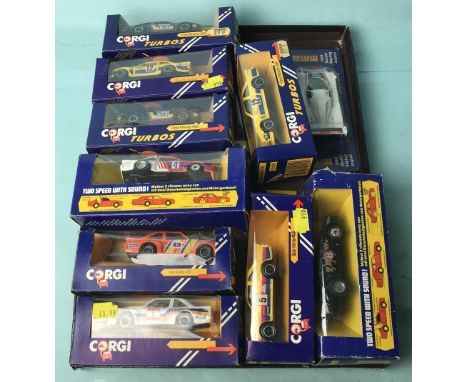Ten assorted Corgi diecast racing cars boxed