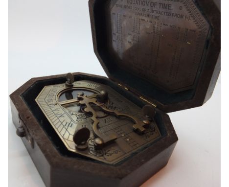 Brass boxed sundial compass 