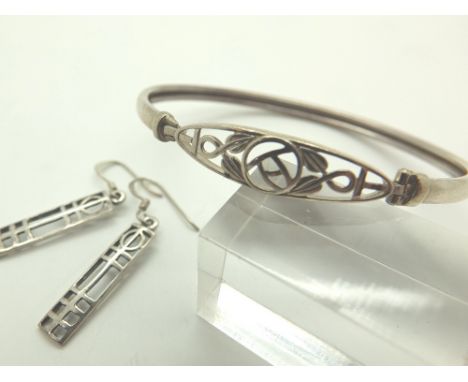 925 silver Celtic bangle and earring set