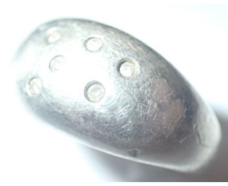 Silver ring with six small diamonds 11.2g size L/M