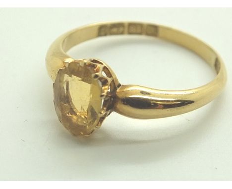 18ct yellow gold citrine set ring size L 2.2g