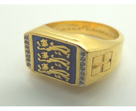 Gold plated England three lions ring