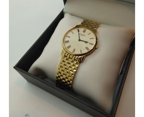 Gents boxed gold plated Rotary wristwatch CONDITION REPORT: This item is pre owned but unused with a new battery fitted.