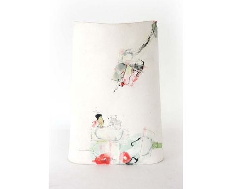 Kate Wickham (b. 1953), a ceramic vase, painted with layers of underglaze colours with a semi-matt glaze, signed and dated '0