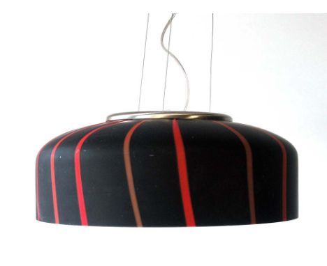 Attributed to Jasper Morrison for Flos, a pendant ceiling light, the black glass shade with red and orange stripes, d. 49 cm