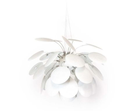 A contemporary extra-large five-spot pendant ceiling light of sputnik form, h. 90 cm