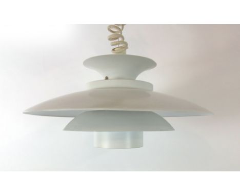 A white enamelled four-tier ceiling light in the manner of Louis Poulsen CONDITION REPORT: Working order unknown, may require