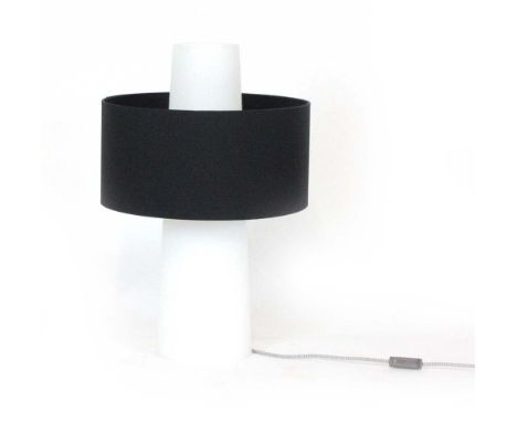 A contemporary Habitat 'Kasper' table lamp, the black shade around a glass column, h. 61 cm