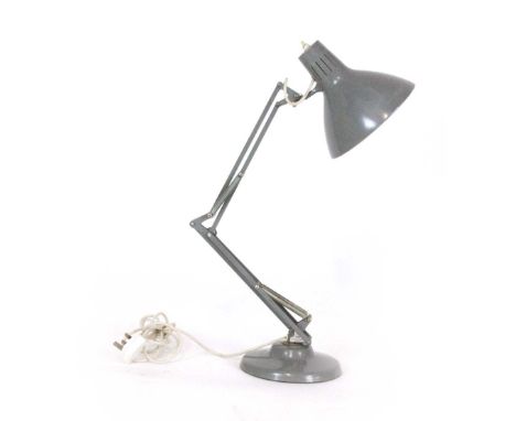 Jacob Jacobsen, a 'Luxo' architects adjustable lamp in grey, stamped Norway, retailers label for 1001 Lamps Ltd. CONDITION RE