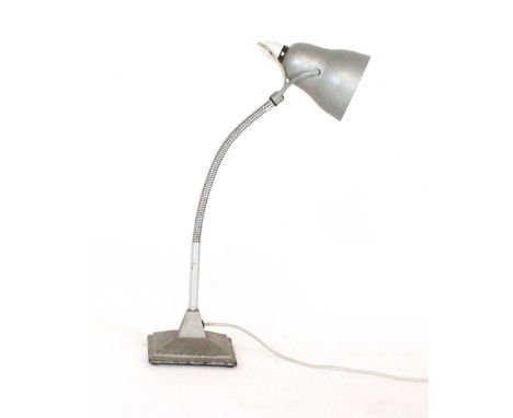 A 1950/60's grey desk lamp with a flexi shaft on a cast metal base CONDITION REPORT: Working order unknown and not guaranteed