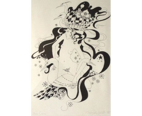 Nigel John Wilde R.C.A.,'Snow Queen',signed in pencil and dated '78,ink sketch,40 x 27 cm,together with three others in the s