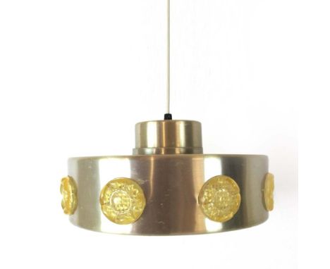 A 1970's brass coloured ceiling light with perspex panels CONDITION REPORT: Losses to brass finish, working order unknown, so