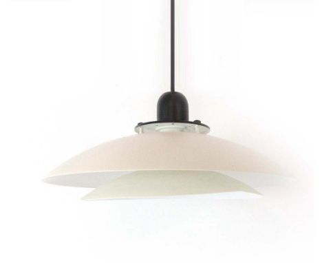 A Danish white-enamelled two-tier ceiling light